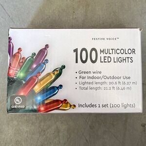 100 Multicolor LED String Lights Indoor Outdoor Green Wire 20.6ft New